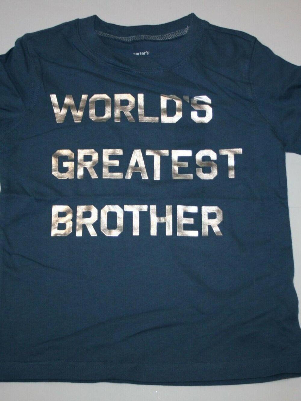 2 pack new Carter's Boys Top 5 year World's Greatest Brother Blue Short Sleeve